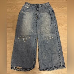 Vintage wash distressed jeans